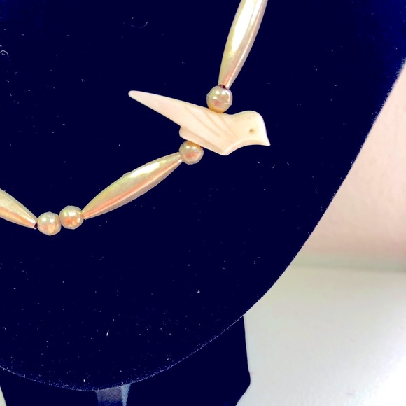 Vintage Sterling Silver & Carved Birds Necklace - Picture 6 of 7